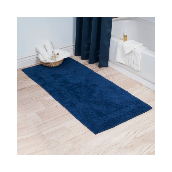 Hastings Home 100-percent Cotton Bathmat 24x60 Long Bathroom Runner, Reversible, Soft, Absorbent, Rug, Navy 743160XPI - main